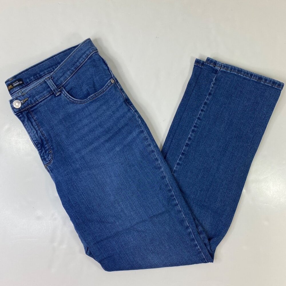 Lee Classic Womens Blue Denim Straight Leg Jeans Size 16 Medium